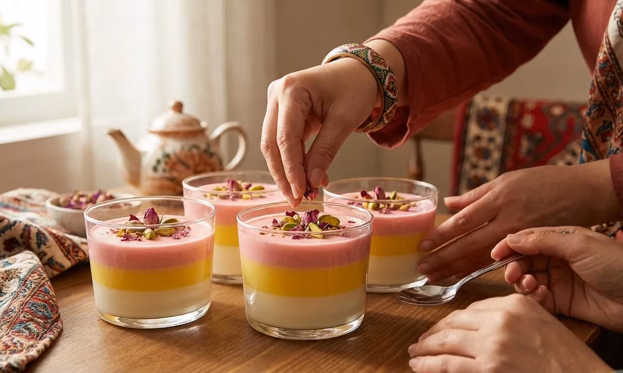 طرز تهیه دسر سه رنگ مجلسی
