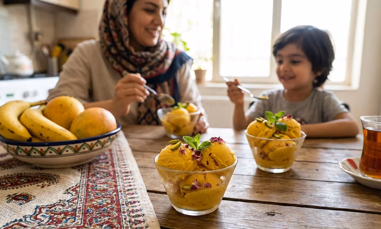 تهیه بستنی موز و انبه در خانه