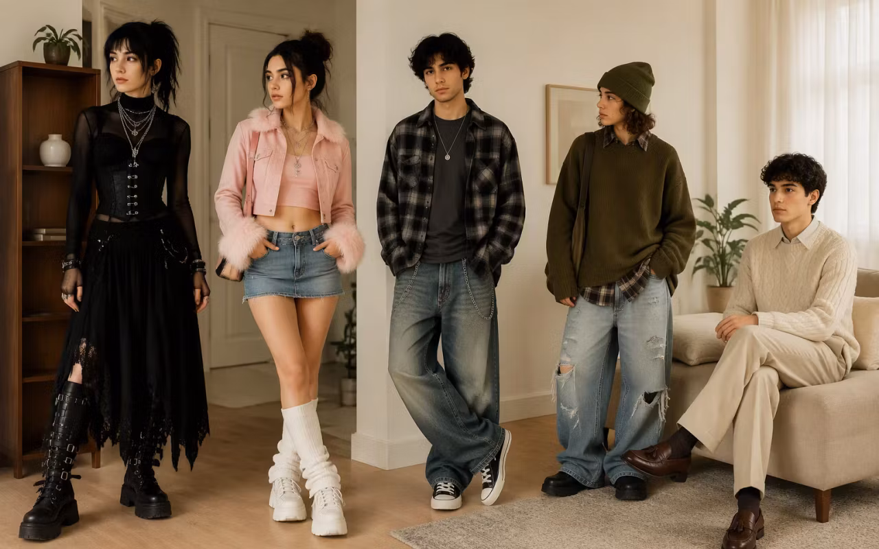 استایل گاث، استایل وای توکی، استایل مینمیال، استایل Techwear، استایل Coquette، استایل Grunge