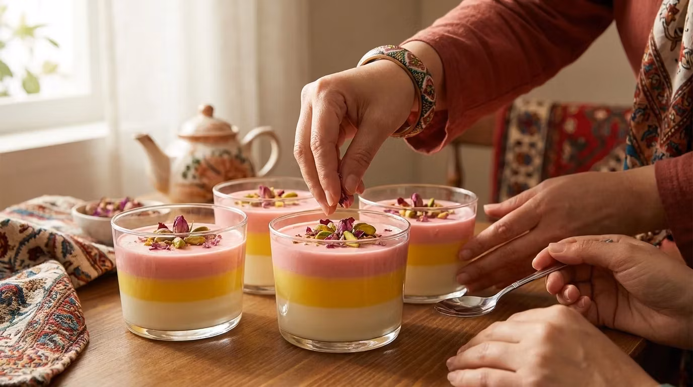 طرز تهیه دسر سه رنگ مجلسی